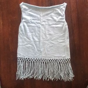 100% cashmere fringe top.